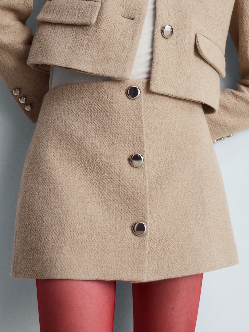 Mango Button-Front Mini Skirt